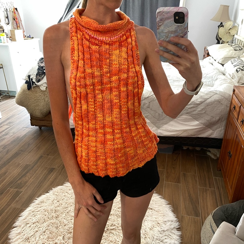 Orange knit top